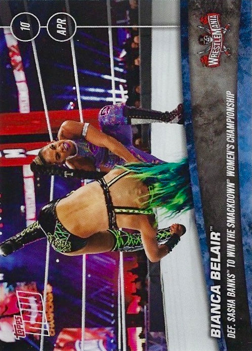 Bianca Belair DEF. Sasha Banks to Win the Smackdown Women’s Championship trading card PW Catalog