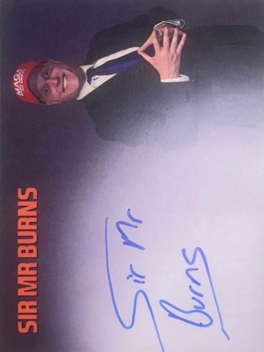 SIR MR Burns trading card PW Catalog