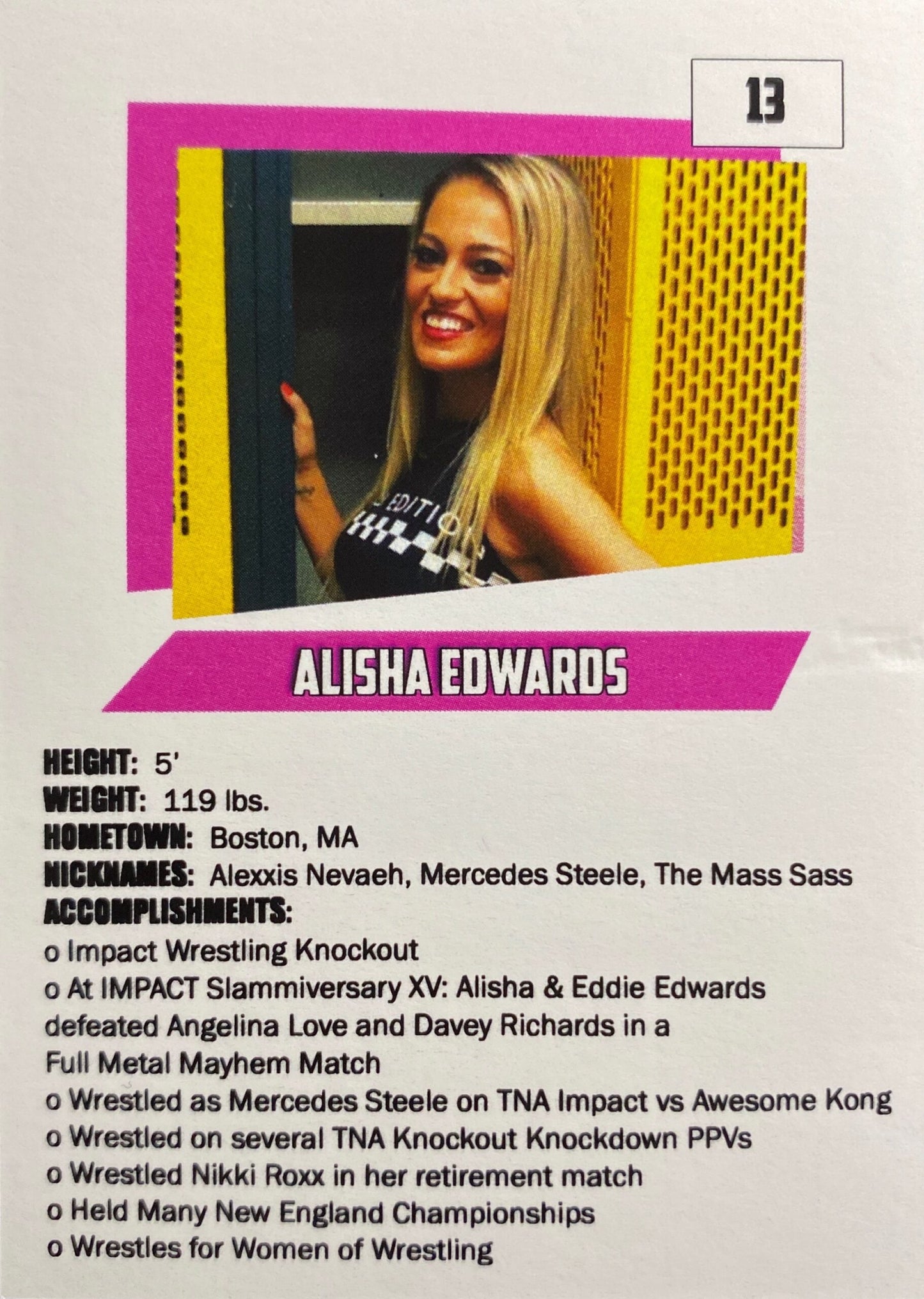 Alisha Edwards trading card PW Catalog