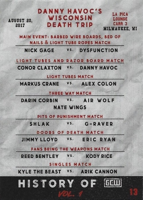 Danny Havoc’s Wisconsin Death Trip trading card PW Catalog