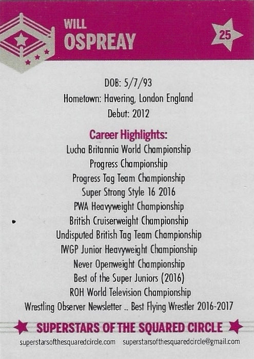 Will Ospreay trading card PW Catalog