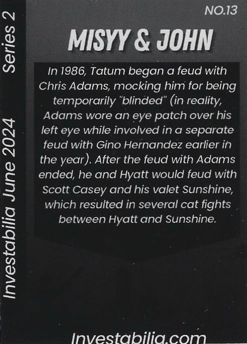 Missy Hyatt / John Tatum trading card PW Catalog