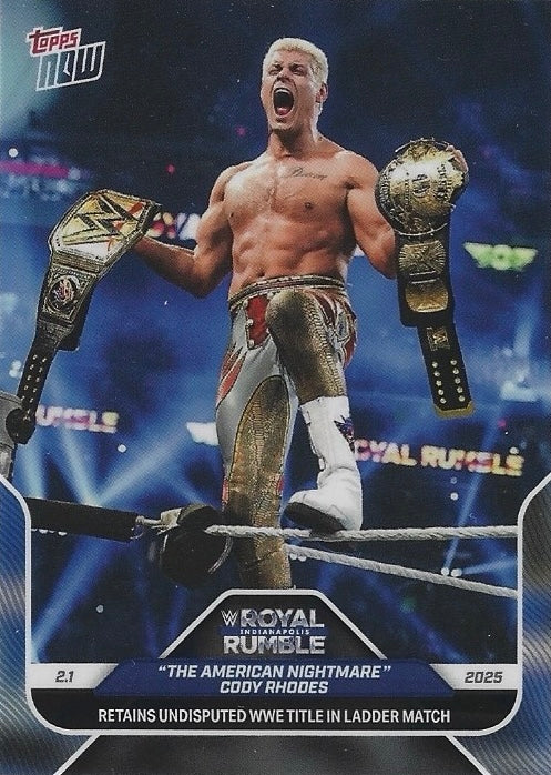 “The American Nightmare” Cody Rhodes Retains Undisputed WWE Title in Ladder Match trading card PW Catalog
