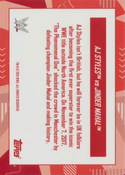 History Maker – AJ Styles vs. Jinder Mahal trading card PW Catalog