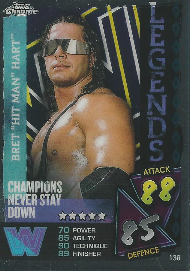 WWE Topps Slam Attax Chrome 2021 Bret Hart #136
