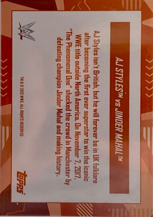 History Maker – AJ Styles vs. Jinder Mahal trading card PW Catalog