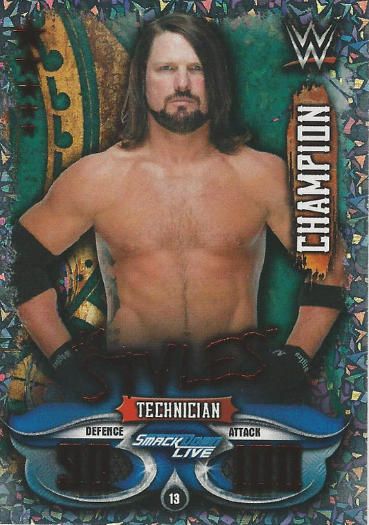 WWE Topps Slam Attax Live 2018 AJ Styles Champion #13