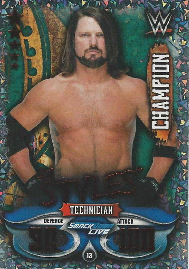 WWE Topps Slam Attax Live 2018 AJ Styles Champion #13