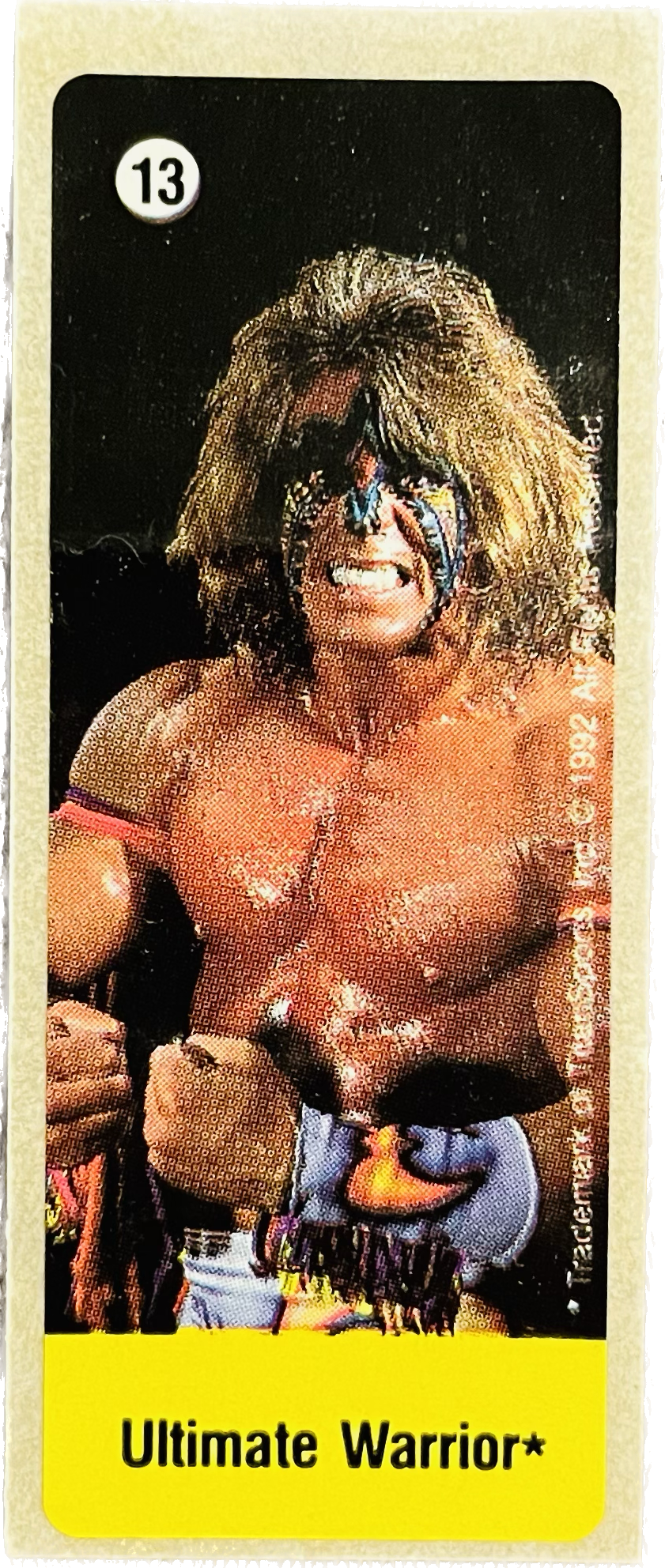 WWF Dunkin Bubble Gum Stickers (1992) No. 13 Ultimate Warrior PW Catalog