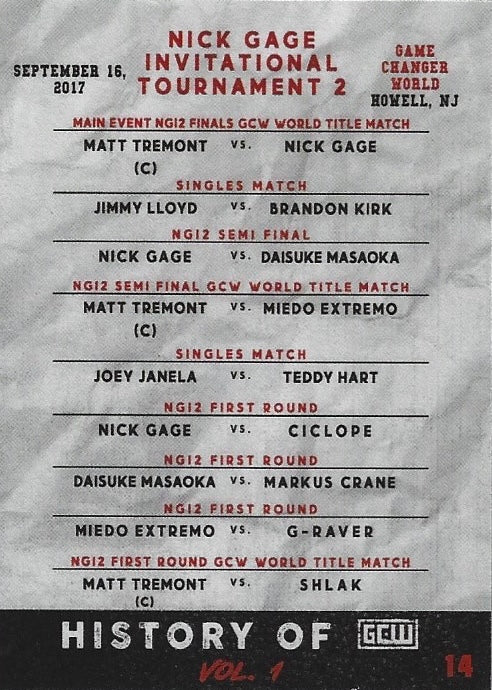 Nick Gage Invitational Tournament 2 trading card PW Catalog