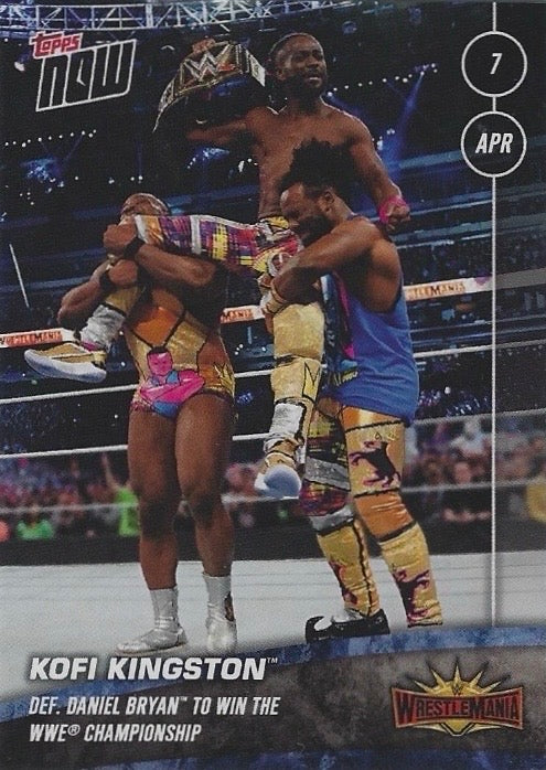 Kofi Kingston DEF. Daniel Bryan to Win the WWE Championship trading card PW Catalog