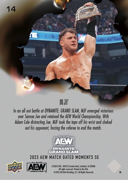 MJF – MJF Defeats Samoa JOE to Retain the AEW World Championship trading card PW Catalog