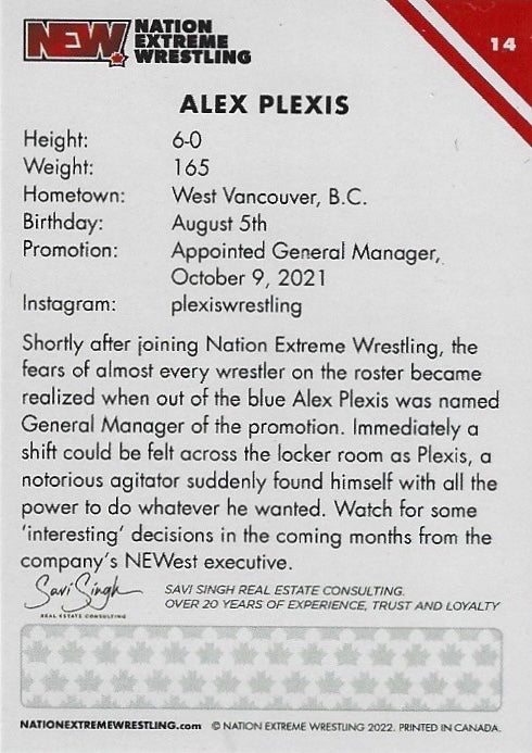 Alex Plexis trading card PW Catalog