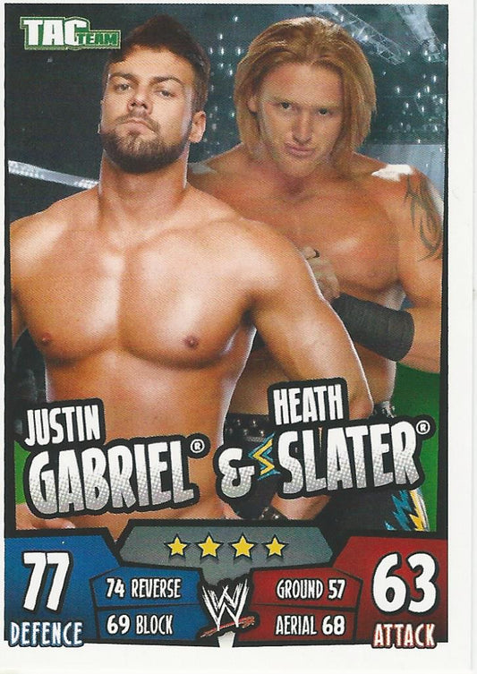 WWE Topps Slam Attax Rumble 2011 Justin Gabriel and Heath Slater #140