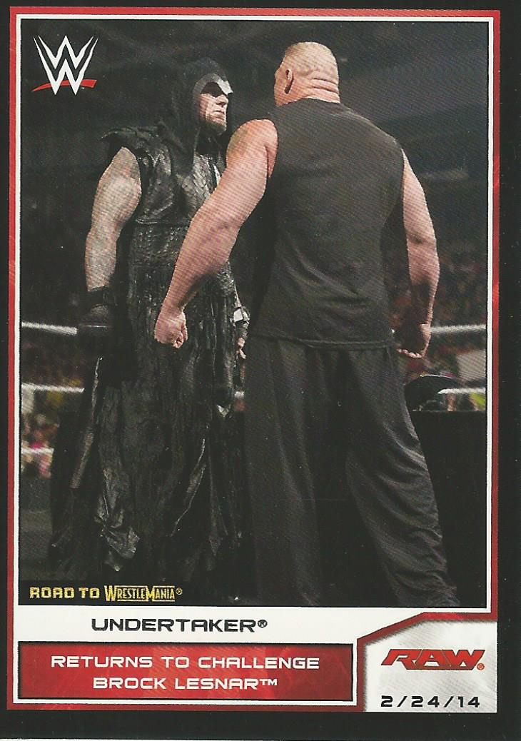 WWE Topps Road to Wrestlemania 2014 Undertaker and Brock Lesnar #82