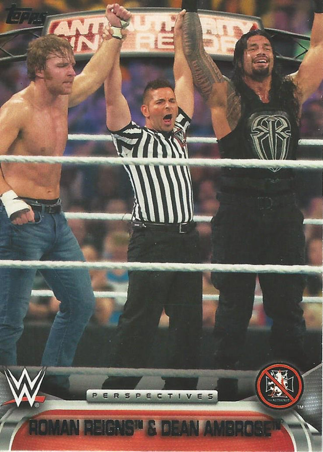 WWE Topps 2016 Roman Reigns and Dean Ambrose 13AA trading card PW Catalog
