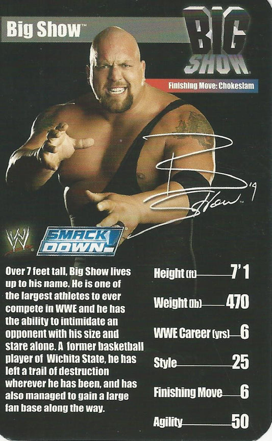 WWE Top Trumps Superstars 1 2005 Big Show trading card PW Catalog