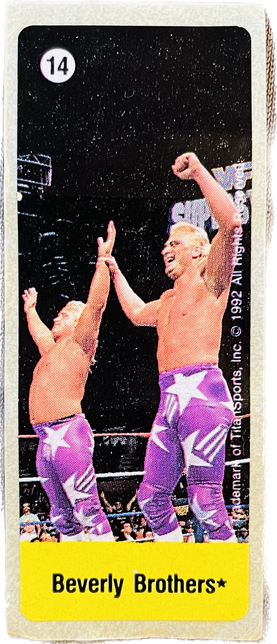 WWF Dunkin Bubble Gum Stickers (1992) No. 14 Beverly Brothers PW Catalog