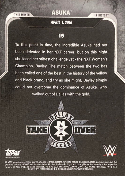 NXT Takeover Dallas Texas – April 1, 2016 Asuka Wins the NXT Women’s Championship
