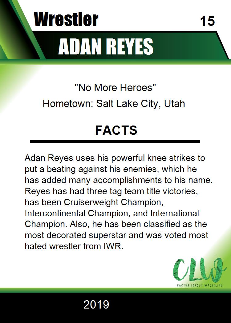 Adan Reyes trading card PW Catalog