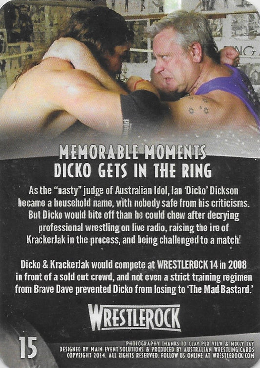 Memorable Moments: Dicko Gets in the Ring trading card PW Catalog