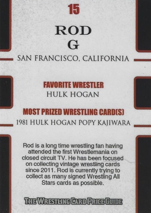 ROD G trading card PW Catalog