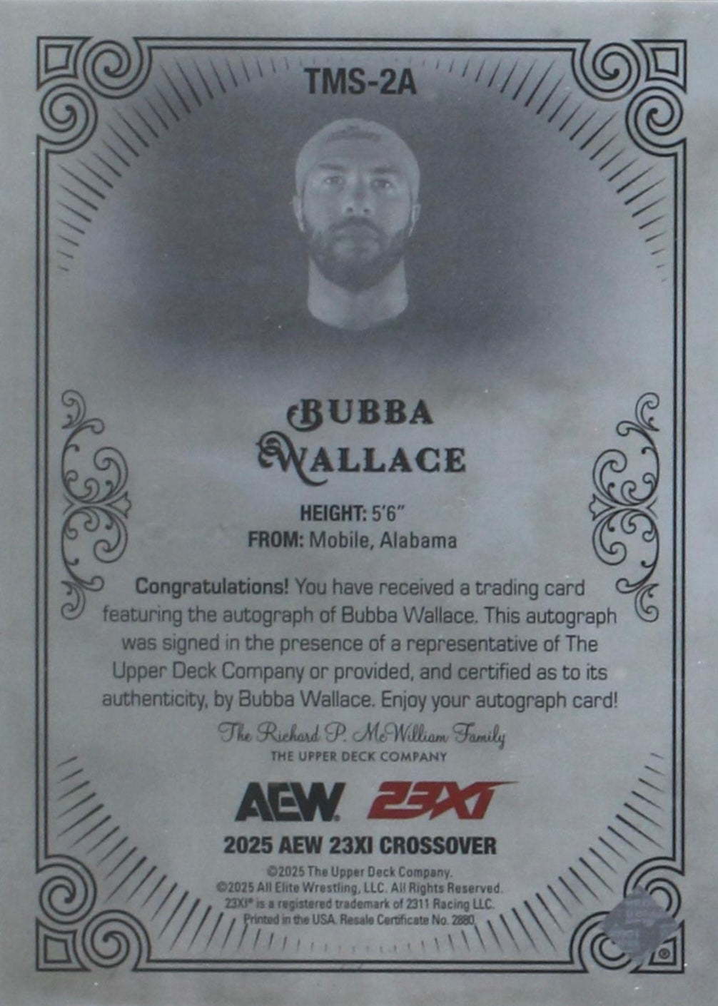 Bubba Wallace trading card PW Catalog