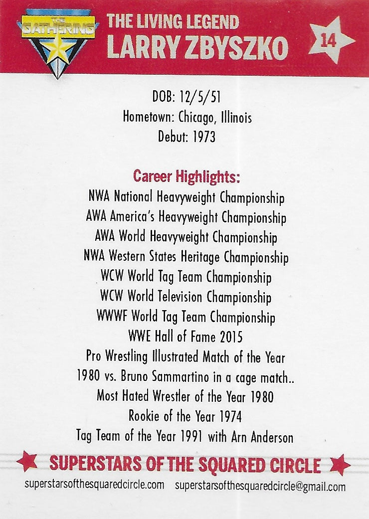 The Living Legend Larry Zbyszko trading card PW Catalog