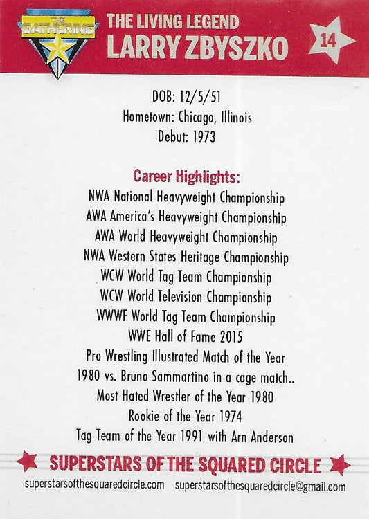 The Living Legend Larry Zbyszko trading card PW Catalog