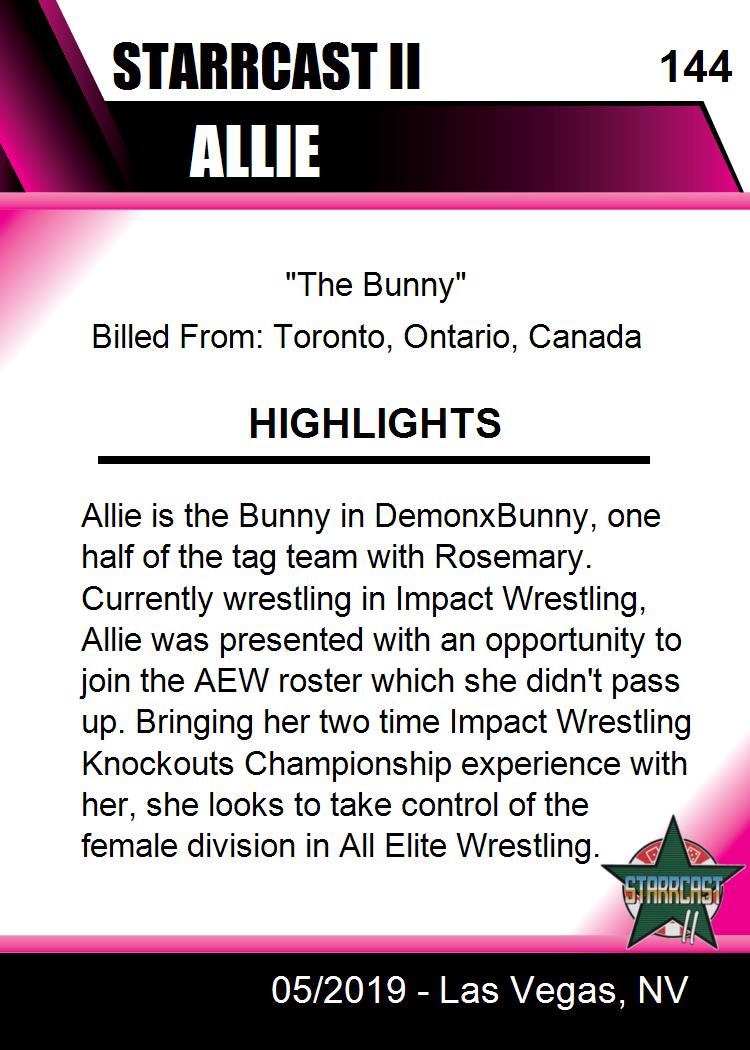 Allie trading card PW Catalog