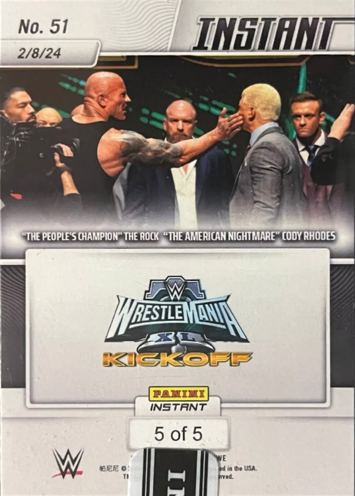 “The People’s Champion” the Rock / “the American Nightmare” Cody Rhodes – “the Slap Heard ‘Round the World” trading card PW Catalog