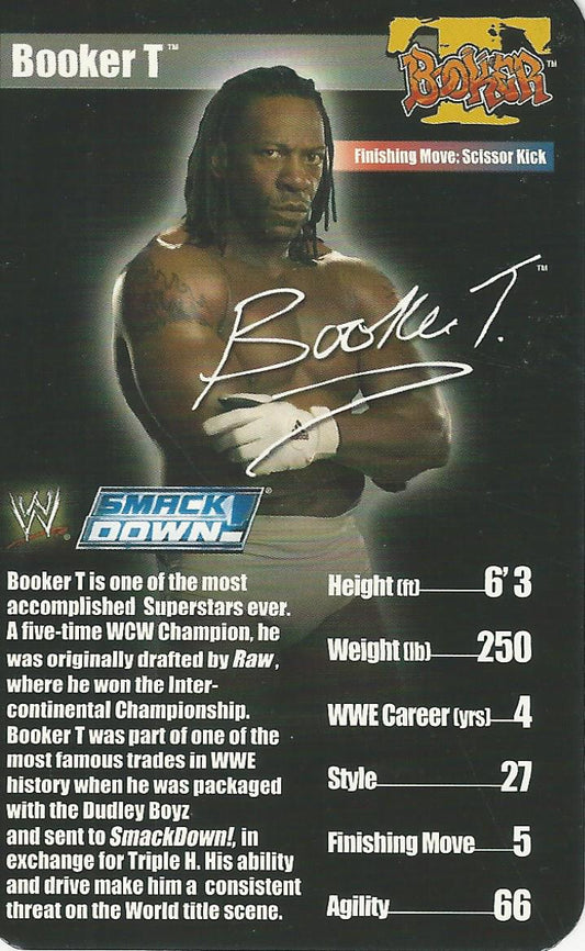 WWE Top Trumps Superstars 1 2005 Booker T trading card PW Catalog