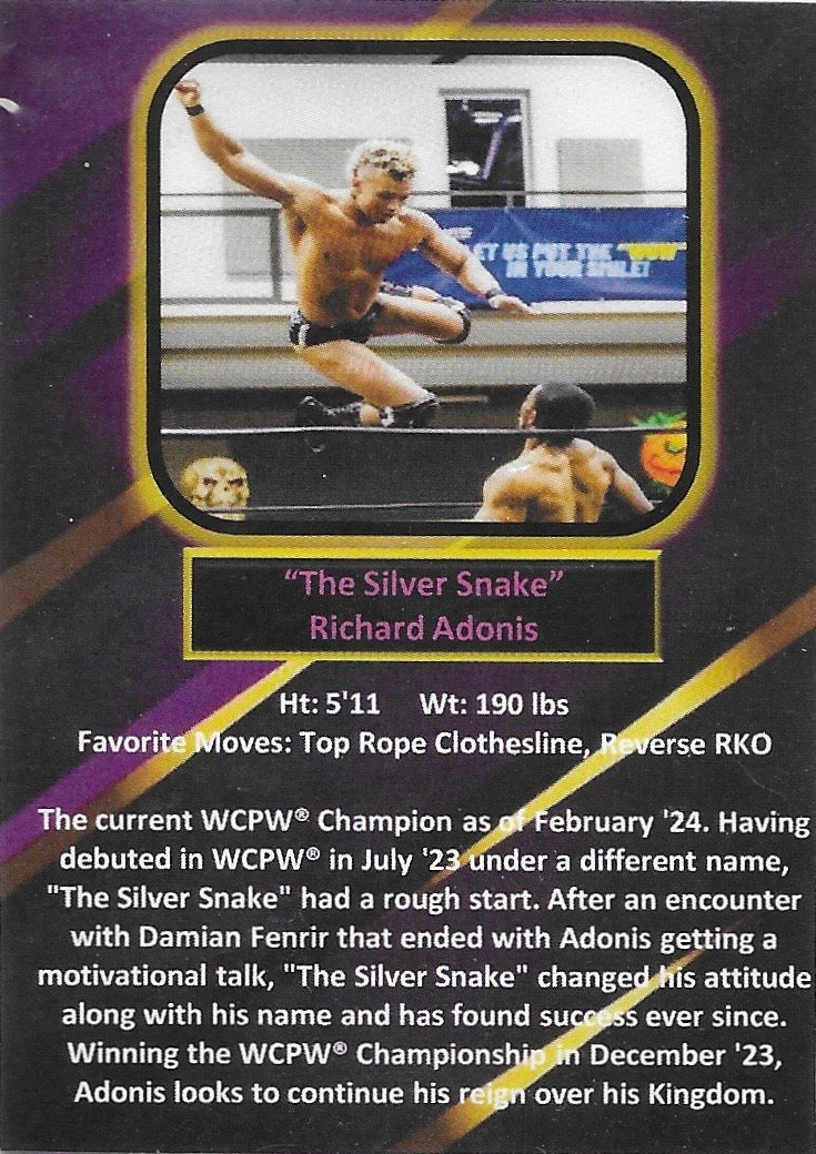 “The Silver Snake” Richard Adonis trading card PW Catalog