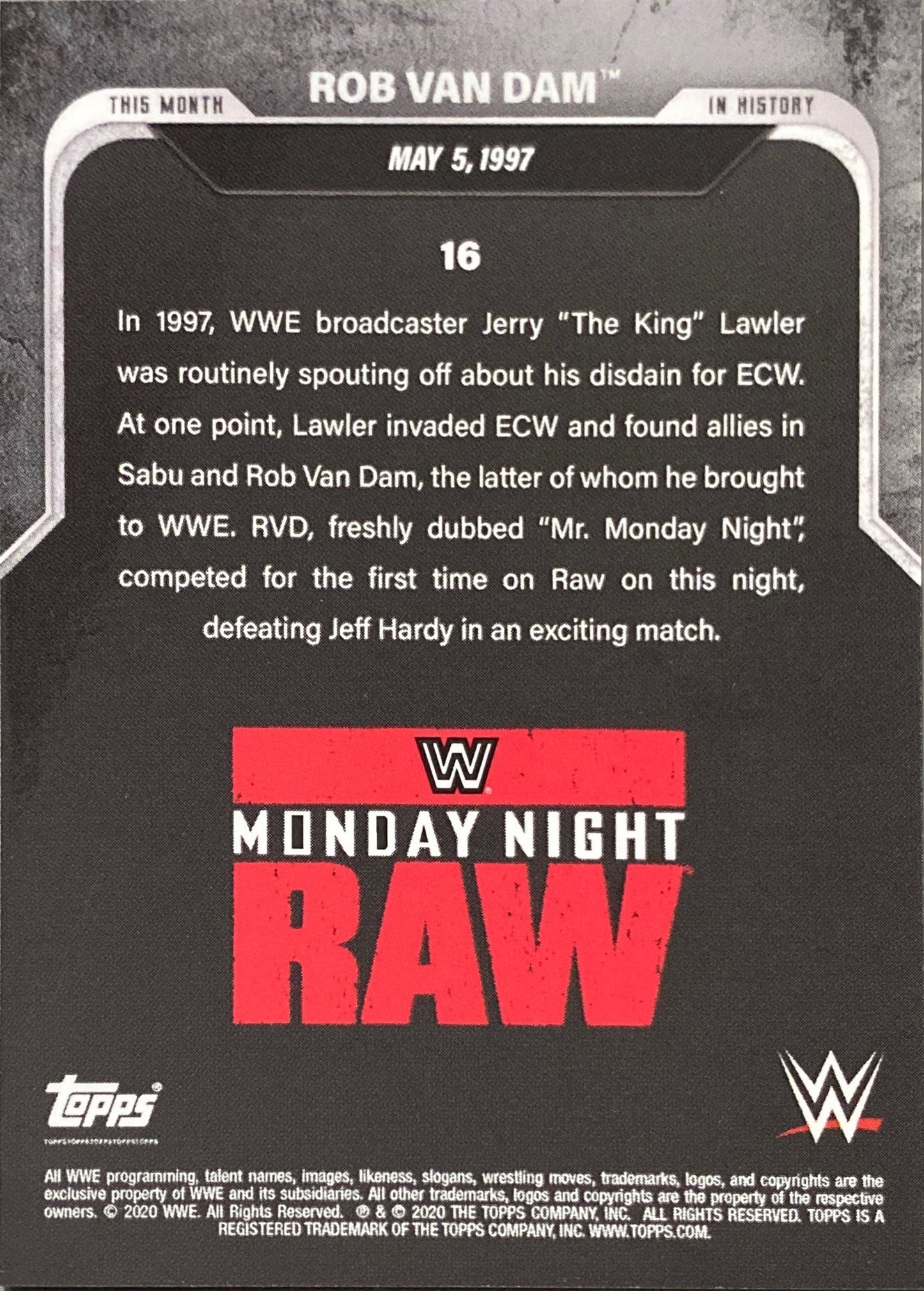 Monday Night RAW – MAY 5, 1997 ROB VAN DAM Makes HIS WWE Debut