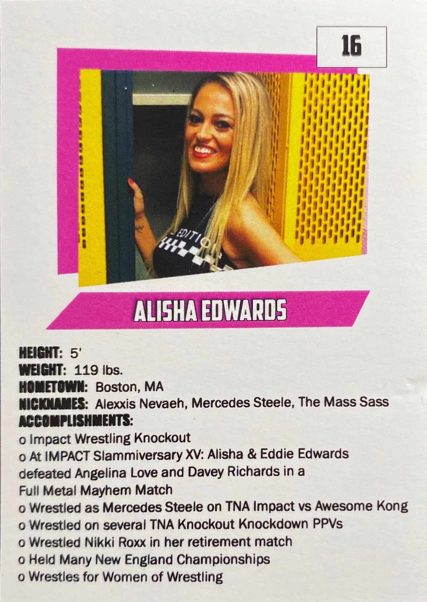 Alisha Edwards trading card PW Catalog