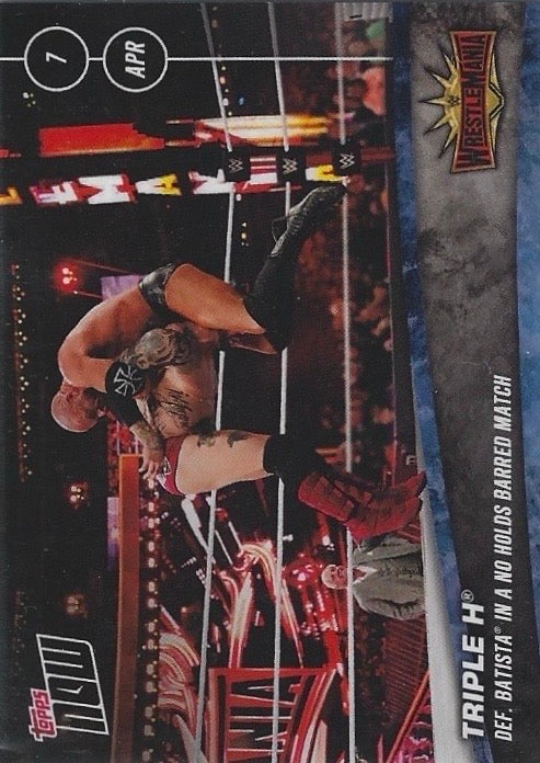 Triple H DEF. Batista in a NO Holds Barred Match trading card PW Catalog