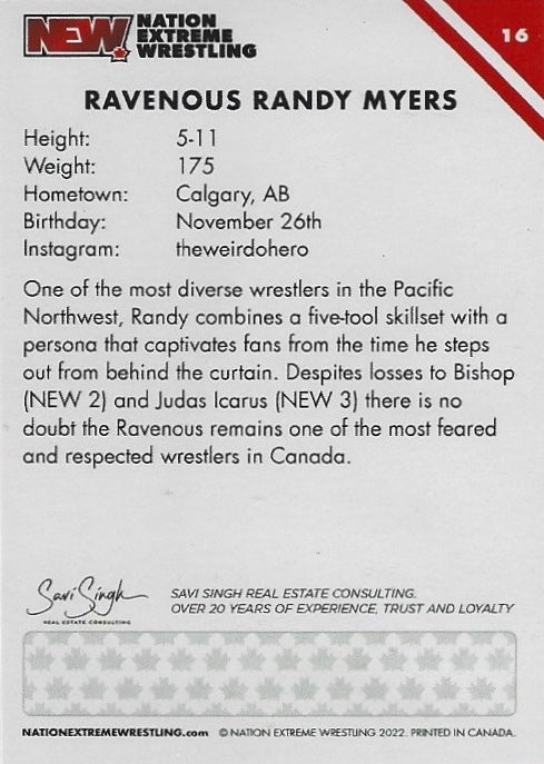 Ravenous Randy Myers trading card PW Catalog