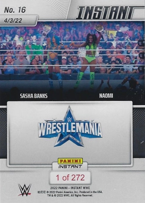 Sasha Banks / Naomi – Banks and Naomi Become WWE Women’s TAG Champions trading card PW Catalog