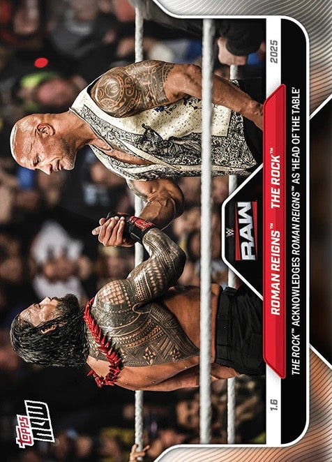 Roman Reigns / the Rock – the Rock Acknowledges Roman Reigns AS ‘Head of the Table’ trading card PW Catalog