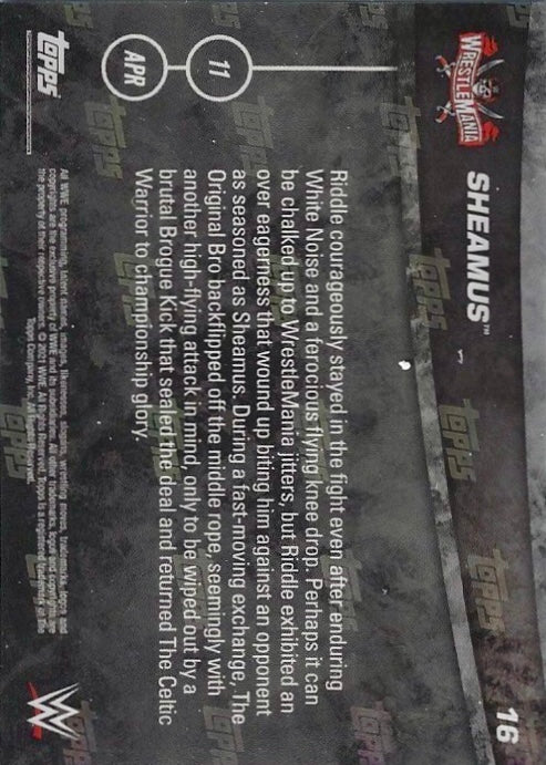 Sheamus DEF. Riddle to Win the United States Championship trading card PW Catalog