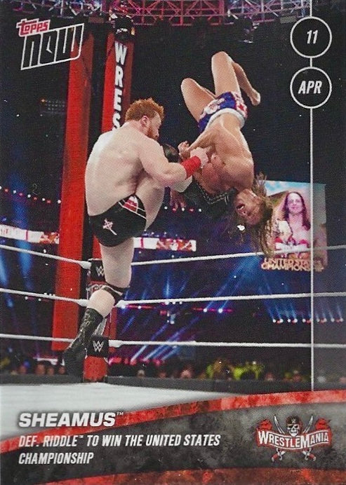 Sheamus DEF. Riddle to Win the United States Championship trading card PW Catalog
