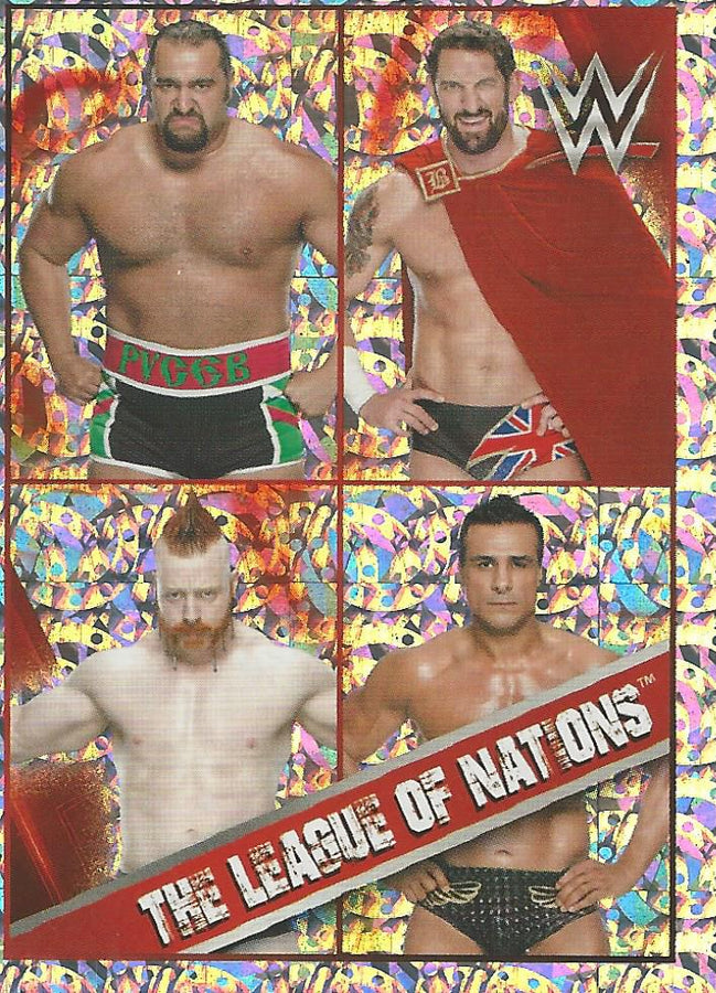 WWE Topps Then Now Forever 2016 Stickers Foil League of Nations #160