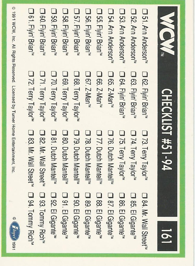 WCW Impel 1991 Checklist Part 1 #161