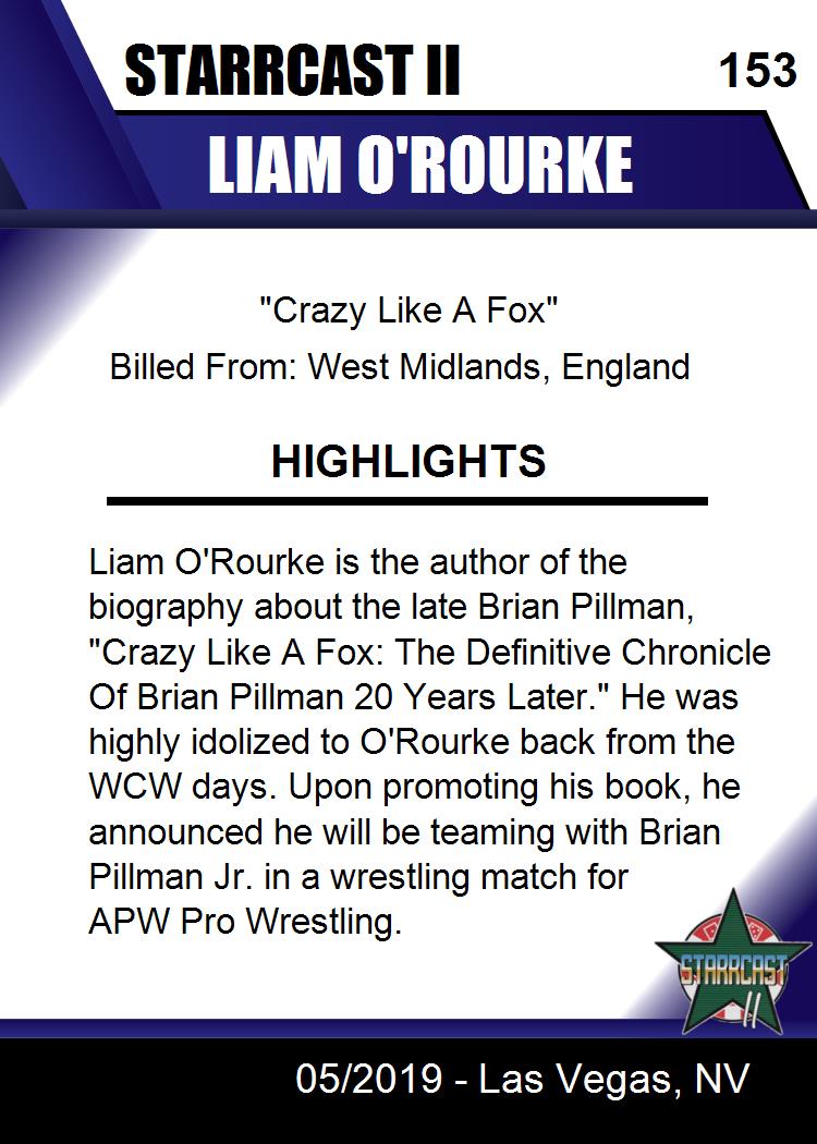 Liam O’rourke trading card PW Catalog