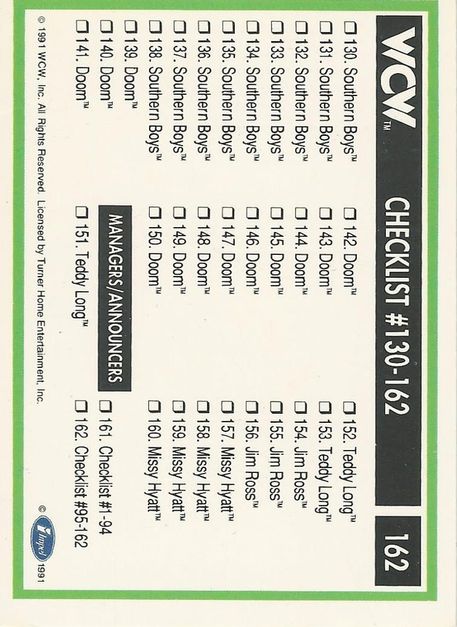 WCW Impel 1991 Checklist Part 2 #162