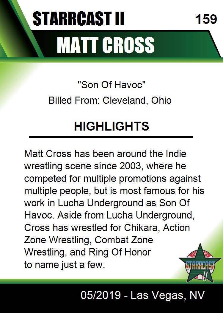 Matt Cross trading card PW Catalog