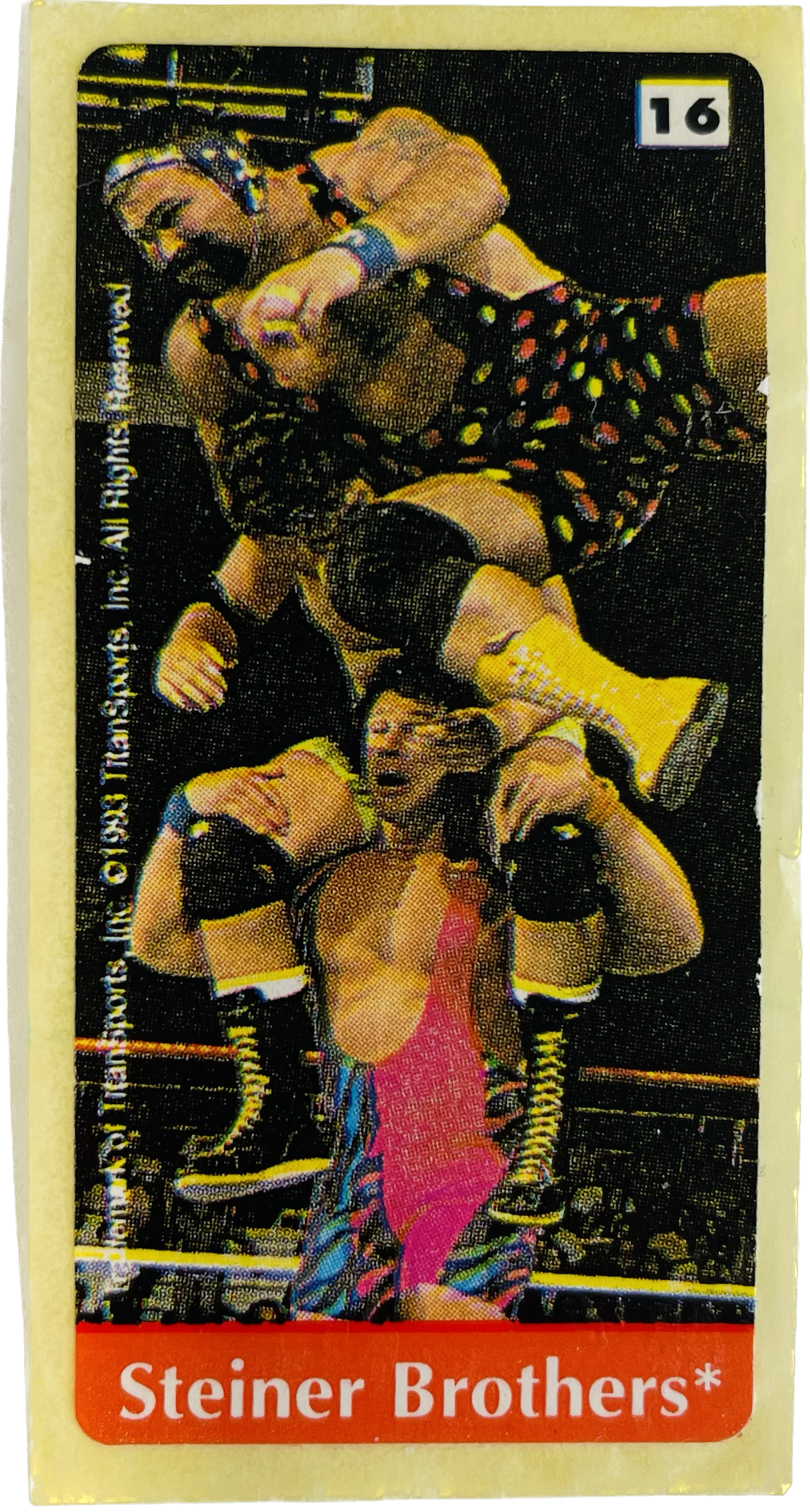 WWF Dunkin Bubble Gum Stickers (1993) No. 16 Steiner Brothers PW Catalog