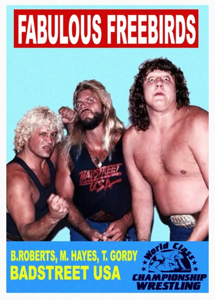 Fabulous Freebirds – B. Roberts, M. Hayes, T. Gordy trading card PW Catalog