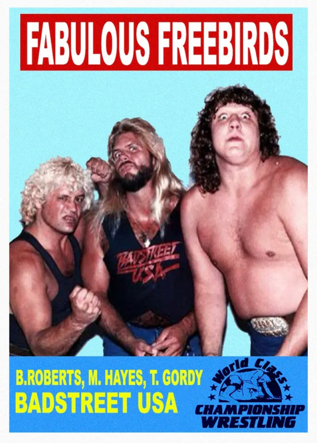 Fabulous Freebirds – B. Roberts, M. Hayes, T. Gordy trading card PW Catalog