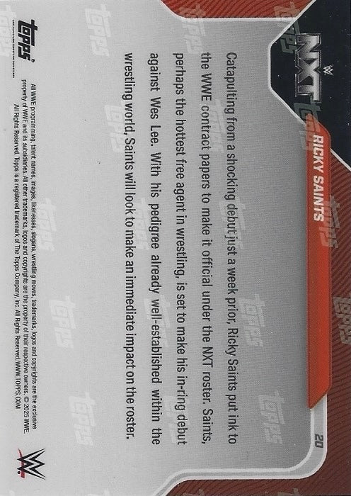 Ricky Saints Newest WWE Superstar Inks NXT Contract trading card PW Catalog